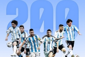FIFA晒梅西数据：国家队200场，世界杯27场，赛事并列最佳射手